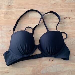 Aerie Navy Cup Cross Back Bikini Top SIZE 34B